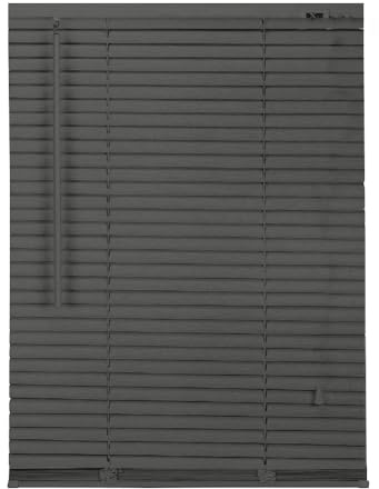 APEX FURNISHINGS PVC Venetian Blinds - 25mm Slats Easy Fit PVC Window Blinds Child Safe Fittings Trimmable curtains Windows Shutters for Home Office (Grey Embossed 105W x 150L cm)