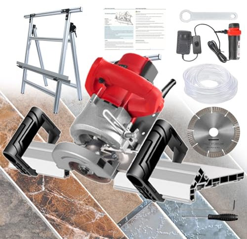 Strumento Elettrico Per Smussare Piastrelle A 43 Gradi | Tagliapiastrelle Portatile - Taglio Ad Acqua A 13000 Giri/Min, Per Pietra Ceramica, Design A Doppia Impugnatura,Machine+Bracket