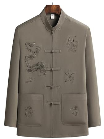 Leeonway Costume Chinois Tang Hauts,Homme Tenue De Tai-Chi,Veste Costume Tang Chinois,Portable,LéGer Et Pratique,Convient pour L'EntraîNement Et La Performance