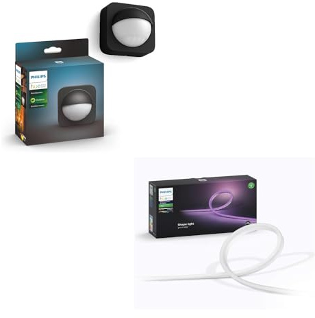 Philips Hue Lightstrip 5m + Außensensor dimmbarer LED Streifen für das Hue Lichtsystem mit 16 Mio. Farben, smarte Lichtsteuerung über Sprache oder App