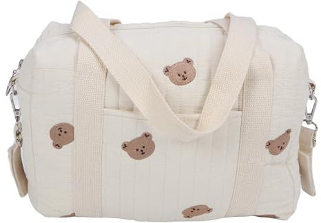 Stor blöja påse tote, universell barnvagn förvaringspåse multifunktionell återanvändbar babyhandväska blöja väskor (Björnväska)
