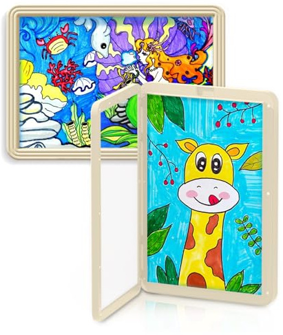 CnosDB Cornice Porta Disegni Bambini A3, Capacità Extra Large Cornice 30x42 Ricaricabile da Parete Portafoto da Parete Apertura Frontale Adatto per Esporre Disegni Foto e Cartoline Dei Bambini