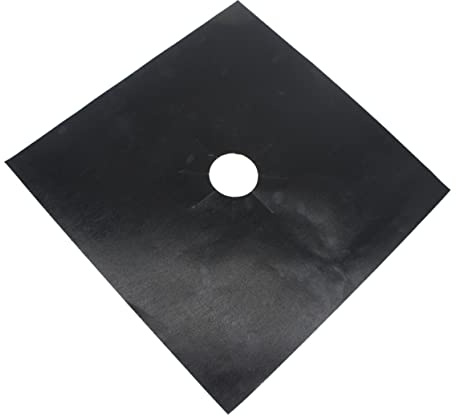 iplusmile 4 pièces Protège Plaque de Cuisson Gaz Noir Feuilles Antiadhésives Réutilisables avec Précoupé Protection Durable pour Feux de Gaz et Fours