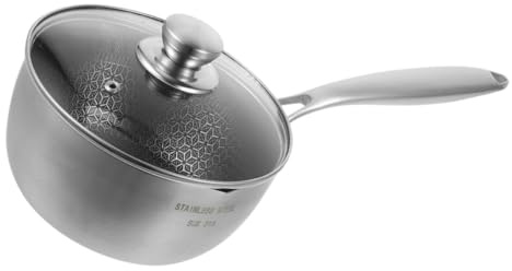 KOCKSHION Padella Antiaderente in Acciaio con d Padella da con Manico Ergonomico Pentola Multifunzione Resistente e Facile da Pulire