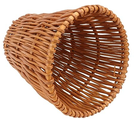 FONDOTIN Cubo De Basura Tejido De Mimbre Natural Tamaño Pequeño, Cesta Ecológica Para Almacenamiento, Ligera y Multiusos Para Baño y Hogar