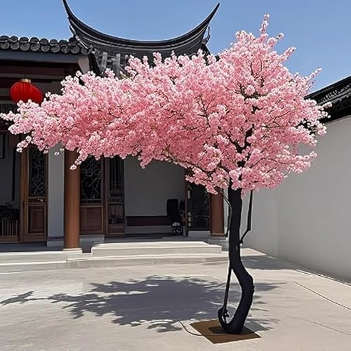 Árbol de cerezo artificial grande con flores de seda para decoración de bodas y hoteles, 3 m x 2,5 m
