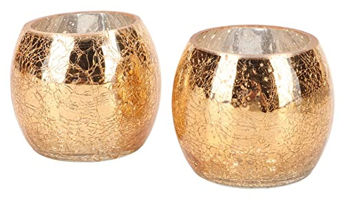 2 Piezas Portavelas de Vidrio, Redondo con Motas Doradas Minimalista Moderno Romántico Portavelas para Tealight, para Decoración del Hogar
