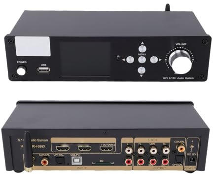 VBESTLIFE 5.1 Surround Sound Decoder, DTS AC3 LPCM Audio Decoder with Bluetooth 5.0, Optical Coaxial Input, for Home Theater DVD Player TV Set Top Box (UK Plug)