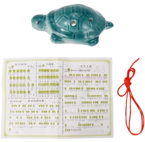 Ocarina 6 Fori a Forma di Tartaruga, in Porcellana Bianca, Do | Principianti, Suono Naturale e Intonazione Precisa, Cordino Incluso, Spartiti Inviati in Modo Casuale