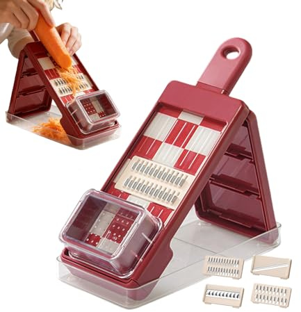 Trancheuse de cuisine | Appareil de coupe et râpe 4 en 1 – Râpe à carottes domestiques, pour fromage, oignons, pommes de terre, carottes, cuisine, salade