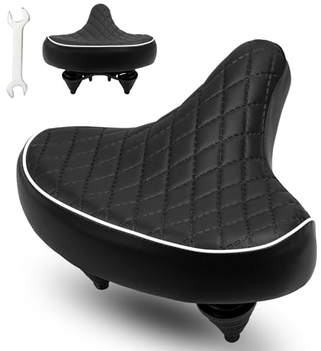 Selle de vélo confortable - Selle de ville de qualité supérieure avec cuir PU, mousse à mémoire de forme et outils - Pour vélo de ville, vélo de trekking, VTT, vélo femme, cruiser et vélo rétro
