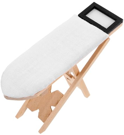 Beaupretty Mini Tabla de Planchar para Casa de Muñecas en Madera, Modelo Decorativo en Miniatura, Accesorio para Muebles de Casitas de Muñecas, Diseño Detallado y Realista, Complemento