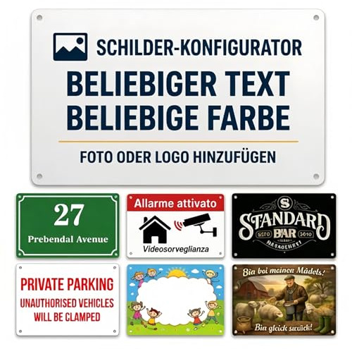 Cartel de aluminio personalizado, placa de señalización exterior personalizada con su texto, logotipo o imagen, señal de advertencia y prohibición, 15 x 20 cm / 20 x 30 cm / 30 x 40 cm