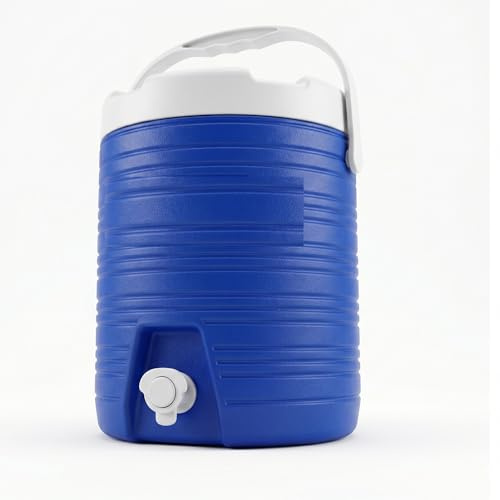Thermos Borraccia Termica 9 Litri con Rubinetto e Maniglia Contenitore Frigo Acqua in Plastica Bocca Larga Tappo e Contenitore Porta Oggetti