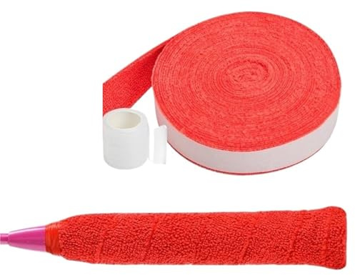 CIGPKLO greppband tennisracket 1 set 5 m/10 m handduk lim grepp badminton tennis racket greppband halkskydd svett (10 m röd)