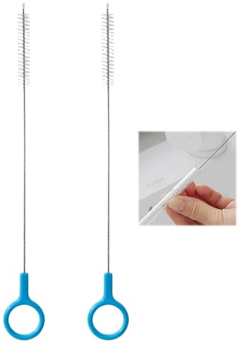 Straw Cleaner Brush, 2 Pack Blue 27cm Long Flexible Straw Cleaning Brushes, Reusable Nylon Bristle Tube Cleaners with Stainless Steel Core, Ideal for Baby Bottles, Tumblers, Sippy Cups