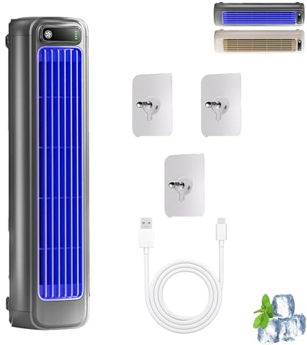 Brizac Air Conditioner, Briza Ac, Cooling Ace Portable Air Conditioner, USB Rechargeable Air Cooler, Mini Wall Mounted Cooling Tower Fan, Quiet with 3 Speeds Bladeless for Home,Office&Kitchen (Blue)