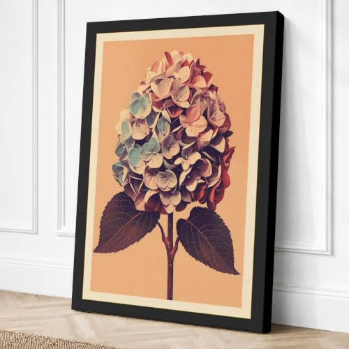 Vintage Hydrangea Botanical Canvas Wall Art Print 30x20 Inch | Ready to Hang, Gallery Wrapped, Fade-Resistant Inks, Securely Packaged, UK Made