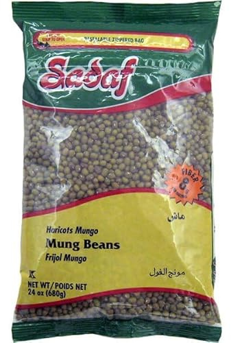Sadaf Mung Beans - 24 oz.- Whole Green Mung Beans for sprouting and cooking - Green Gram Maash - Natural, Vegan, Kosher - Product of US