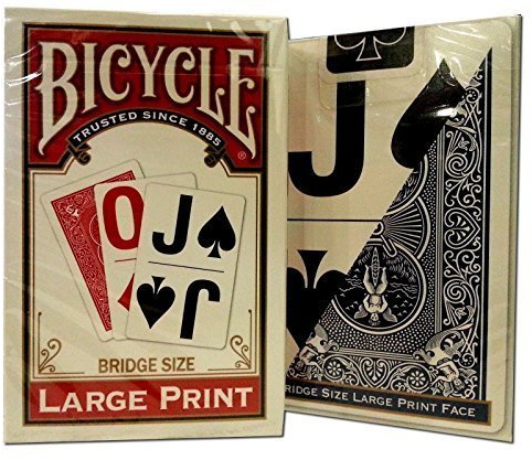 Bicycle Large Print Bridge Playing Cards 2 Decks -(1) Red, (1) Blue by USPCC