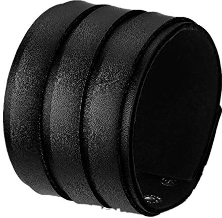 Flongo läderarmband för män stort brett läder äkta läder armband armband läderarmband manschett bälte svart brun silver punk rock biker motorcykelförare justerbar herr accessoarer, 22 centimeters,