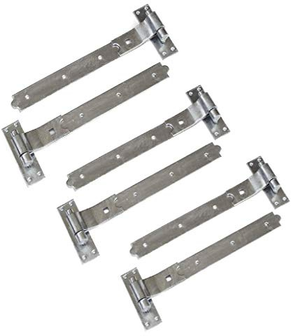 Gate Hinges Cranked Hinges Design, Heavy Duty Gate Hinges for Wooden Gates - Stable Door Hinges, Hook and Band Gate Hinges for Secure Fittings - Galvenised 400mm (16) 3 Pairs