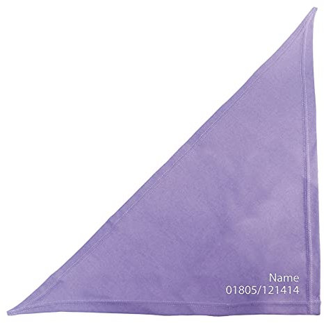 Schecker Flieder 65cm Besticktes Hundehalstuch - Bandana Bestickt mit dem Hundenamen und Tel. Nr. - hochwertig - waschbar - individuell