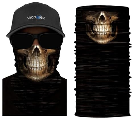 ShopINess Halsvärmare Multifunktionell Tubhalsduk Dödskalle | Bandana & Ansiktsmask för Motorcykel, Cykel, Skidåkning, Snowboard, Sport, Festival & Halloween | Unisex (Klassiska)
