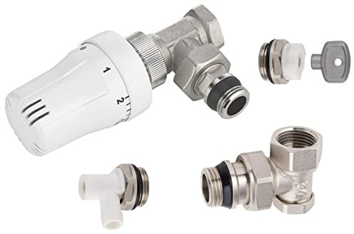 Kit Raccordement Radiateur Robinet Thermostatique Equerre + Coude de Réglage + Purgeur + Robinet de Vidange 15x21 (1/2) NOYON & THIEBAULT