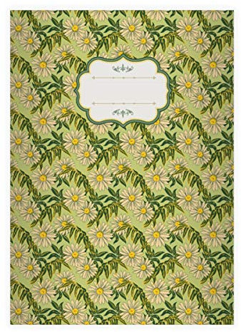 Kartenkaufrausch 4 edle florale Vintage DIN A4 Schulhefte, Schreibhefte mit Margheriten, grün Lineatur 25 (liniertes Heft 16 Blatt/32 Seiten) Notizheft, Kladde für Schule, Universität, Büro
