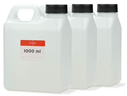 3x 1000 ml Kanister, 1 Liter Wasserkanister Camping, leere Plastikkanister für Lebensmittel, Öle oder Chemikalien, Kunststoffkanister aus HDPE-Kunststoff | Geruchs- und geschmacksneutral, mit schwarzem Schraubdeckel, für Wasser, Öle, Pulver und Granulate