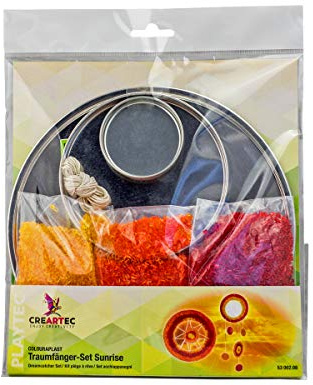 Artidee CREARTEC Colouraplast Traumfänger-Set Sunrise - Bunte Schmelzperlen für leuchtende Traumfänger - mit 3 Farben, Schmelzformen & Schnur - witterungsbeständig - Made in Germany