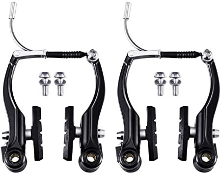 Free-fly 1 Paar Fahrradbremsen Mountainbike V-Bremsen Set, inklusive V-Bremse für Vorder- und Hinterrad, passend für die meisten Fahrräder, Rennräder, MTB, BMX (schwarz)