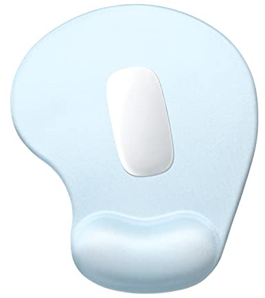 Hsurbtra Ergonomic Mouse Pad with Wrist Rest Support, Gel Mouse Pads with Non-slip PU Base, Pain Relief Memory Foam Mousepad for Laptop PC, Cute Office Supplies Desk Decro Accessories Sky Blue