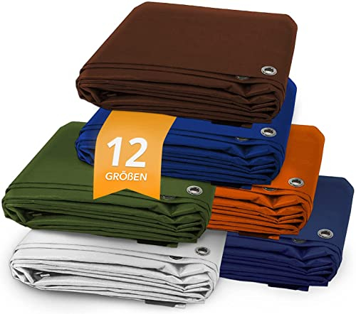 KARAT Telone di copertura impermeabile, 3 x 4 m, bianco con occhielli, telo da costruzione, telo per pavimento, telo antipioggia per pavimento, telo da giardino, 240 g/m²