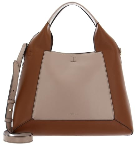 Furla Gilda Tote Bag L Greige + Cognac h + Nero