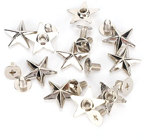 Juego de 50 Remaches de Estrella con Tornillos, Remache de Aleación de Zinc para Caja, Botón de Tuerca, Remache en Forma de Estrella de Aleación de Zinc, Bolso Artesanal, Zapatos Y(Plata)