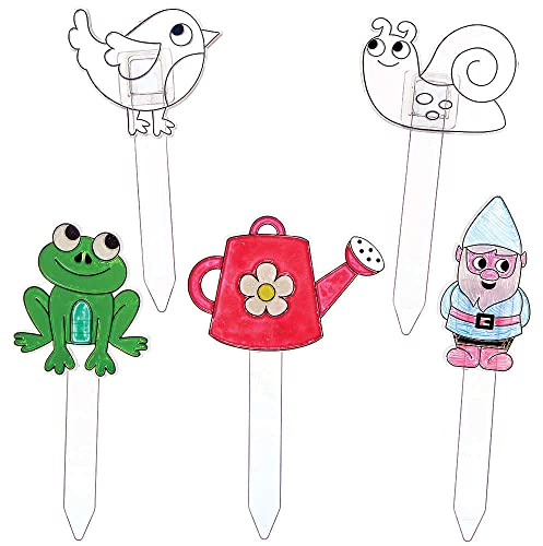 Baker Ross FC834 Sonnenfänger Pflanzenschilder - 6er Pack, Bastelset für Kinder zum Bemalen, Gemüseschilder zum Anmalen, Mittel