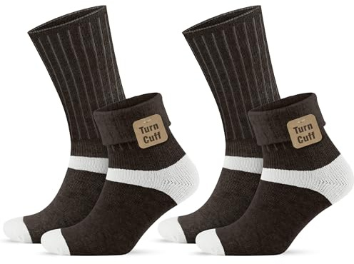 GoWith 2 Pairs Women's Alpaca Wool Turn Cuff Crew Socks | Premium cosy alpaca wool. Versatile turn-over cuff. Vibrant colours for winter warmth. Ideal 2-pair ladies' gift set.
