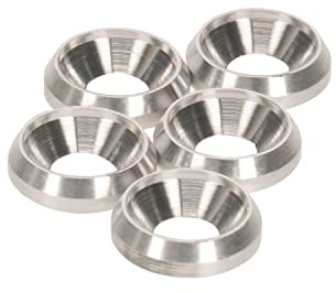 PrecisionGeek Aluminium Senkunterlegscheiben M4 – 10mm Schüsselform Finish Beilagscheiben – Versenkte Tassen-Unterlegscheiben aus Massivmetall – Set mit 5 Stück – Für Schrauben, DIY, Modellbau