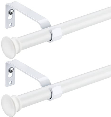 Bastone da tenda 2 Pezzi, Bianco,16mm, 71 bis 120 CM Aste per Tende Bianco per Finestra Singtola con Staffe, Regolabile Asta per Tenda per Finestra
