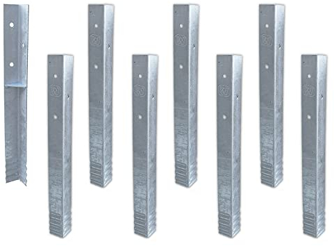 Wickey SolidLock - Set di 8 ancoraggi angolari in acciaio zincato a caldo, per torri da gioco, altalene, palafitte – Ancoraggio a terra, 500 x 45 x 45 mm