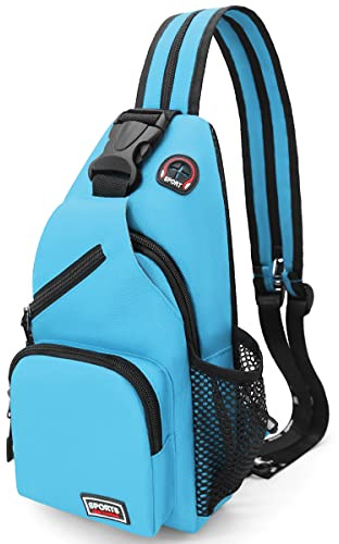 HNOOM Sling Bag Brusttasche Rucksack Damen und Herren Oxford-Stoff Schulterrucksack Crossbody Bag Umhängetasche Sporttasche Casual Daypack für Outdoorsport, Reisen, Einkaufen (Blau)