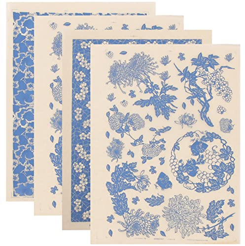 FOMIYES 4 Bögen Keramik-Abziehbilder Töpferkeramik Ton-Transferpapier Glasur-Unterglasur-Blumenpapier Porzellan-Abziehbilder-Papier Unterglasur-Transfers Für Töpferwaren