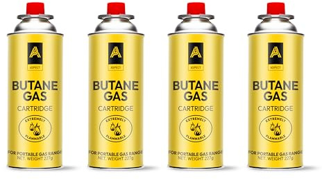 Aspect Camping Gas, Gas Canisters for Camping Stove, Butane Gas Perfect Suitable for Portable Stove, BBQ, Blow Torches Safe and Secure Bottle (Pack of 4)