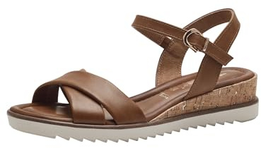 Tamaris Damen Plateau Sandalen Vegan Keilabsatz; COGNAC/braun; 37
