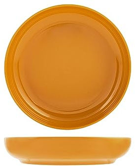 H&H Stoccolma Set 12 Piatti Fondi, Stoneware, Arancio, 22cm