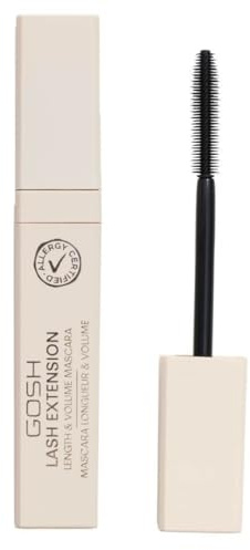 GOSH Lash Extension Mascara Schwarz I Wimperntusche für extra Länge & maximales Volumen mit integriertem Spiegel für unterwegs I Wischfeste Maskara - vegan, parfümfrei & allergiezertifiziert