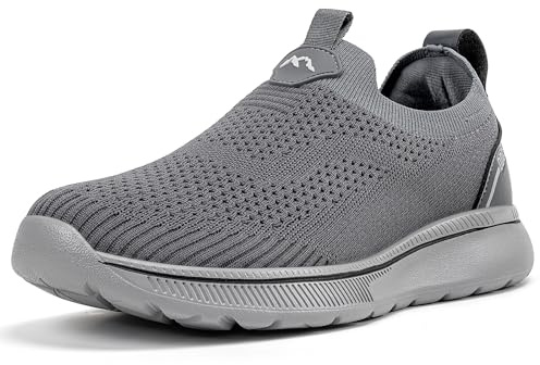 ODCKOI Sneaker herr utan skosnören slip-on skor mesh andas lätta löparskor sportskor bekväma sneakers lätta utomhus joggingskor, 1245 mörkgrå, 39 EU