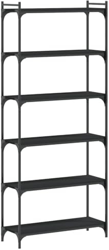 vidaXL Bücherregal 6 Böden Schwarz 80x30x188 cm Holzwerkstoff